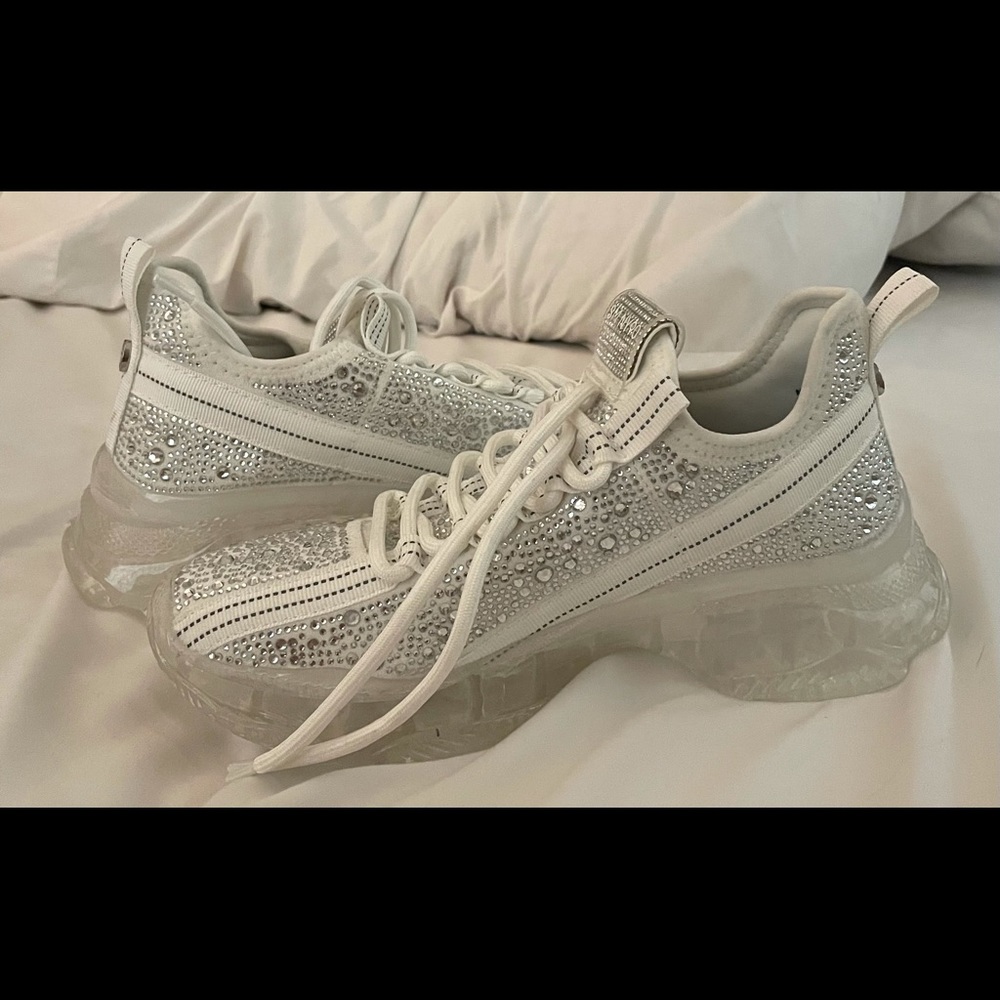 Steve Madden Maxima R White Multi  NEW Super blinged sneakers.